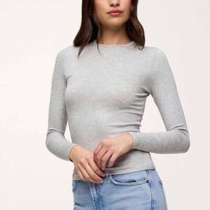 nuuds slinky rib long sleeve shirt size medium